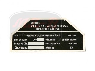 JAWA VELOREX TYPENSCHILD /VELOREX/