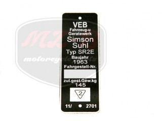 SIMSON SR2E TYPSCHILD /SR2E/