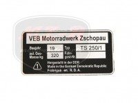 MZ/TS 250/1 TYPSCHILD /TS250/1/