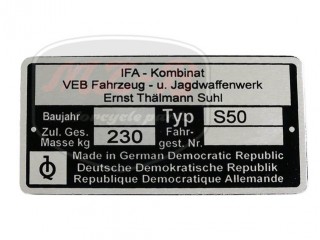 SIMSON 50 TYPSCHILD /S50/