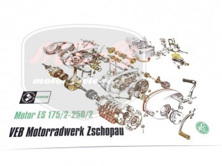 MZ/ES 250 EXPLOSIONSZEICHNUNG VOM MOTOR ES175/2 250/2