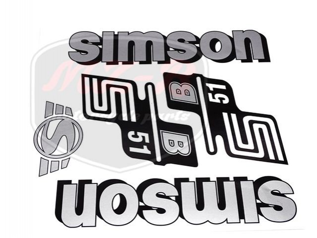 SIMSON 51 AUFKLEBER IM SATZ B51 SILBER SIMSON 51 AUFKLEBER IM SATZ B51 SILBER