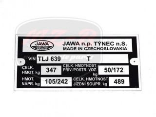 JAWA 639 TYPENSCHILD /639/